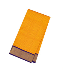 Mango Yellow Handloom Korvai Kanchipuram 9 Yards Silk Saree With Checks-KA13390