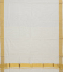 Off White Handloom Kerala Cotton Saree With Zari Border-KEC1050