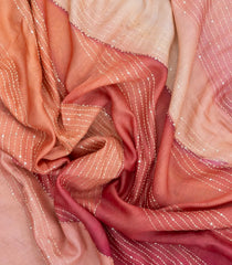 Dusty Peach Printed Tussar Silk Saree With Abstract Motifs-TU3642