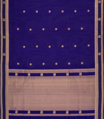Blue Handloom Kanchi Cotton Saree With Silk Border-KC1826