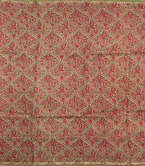 Peach Printed Tussar Silk Saree With Floral Motifs In Border-TU3682