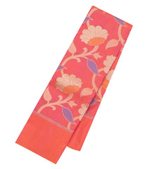 Peach Handloom Kanchipuram Silk Saree With Meena Floral Motifs-KA15752