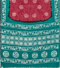 Crimson Printed Jaipur Cotton Saree With Tie & Dye Motifs-JC1861