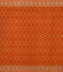 Orange Handloom Banarasi Khadi Georgette Silk Saree With Floral Motifs-BE1692