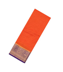 Orange Woven Blended Viscose Saree With Zari Checks-BL6083