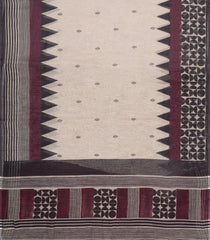 Taupe Printed Synthetic Linen Saree With Temple Border-SY0475