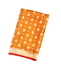 Oil Mustard Handloom Organza Soft Silk Saree With Floral Motifs-SO4098