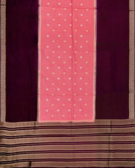 Peach Woven Blended Viscose Saree With Buttas & Contrast Border-BL5587