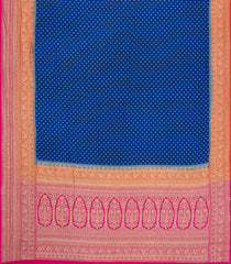 Blue Handloom Banarasi Khaddi Georgette Silk Saree With Contrast Border-BE1815