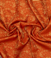 Orange Woven Blended Viscose Saree With Floral Zari Motifs-BL6106