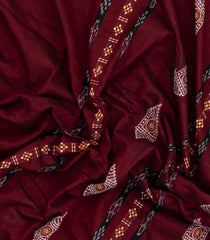 Crimson Woven Orissa Cotton Saree With Buttas-OR0886