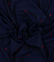 Midnight Blue Handloom Bengal Cotton Saree With Coin Buttas-BG1760
