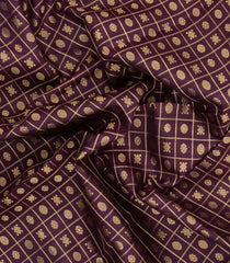 Dark Burgundy Handloom Kanchipuram Silk Saree With Zari Checks & Buttas-KA16156