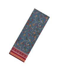 Dark Grey Printed Blended Cotton Saree With Zari Border-BL5669