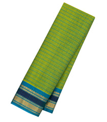 Light Green Handloom Gadwal Silk Cotton Saree With Stripes-GA0354