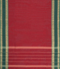 Crimson Woven Chettinad Cotton Saree With Contrast Border-CN1906