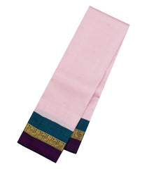 Baby Pink Handloom Korvai Kanchipuram Silk Saree With Buttas-KA15464