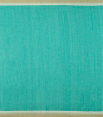 Turquoise Handwoven Bengal Cotton Saree With Coin Buttas-BG1473