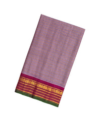 Lilac Handloom Gadwal Silk Cotton Saree With Stripes-GA0182