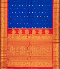 Blue Handloom Gadwal Silk Saree With Chakaram Buttas-GA0264