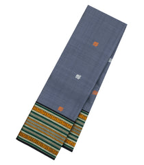 Grey Handloom Kanchipuram Silk Saree With Silk Buttas-KA15180