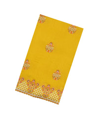 Mustard Woven Synthetic Blended Saree With Embroidered Motifs-EN2084
