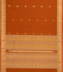 Rust Handloom Kanchi Cotton Saree With Horse Buttas-KC1757