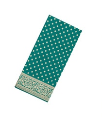 Cyan Woven Blended Satin Saree With Floral Zari Motifs-BL5995