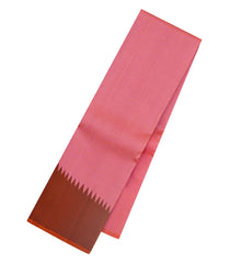 Peach Handloom Korvai Kanchipuram Rising Border Silk Saree-KA15410