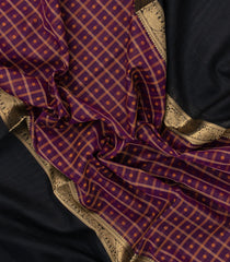 Lilac Handloom Silk Cotton Saree With Checks-SC4280