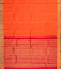 Orange Handloom Kanchipuram Silk Saree With Zari Buttas-KA15239