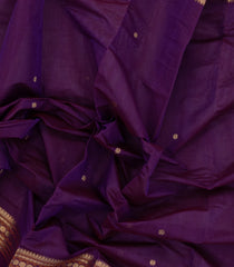 Purple Handloom Kanchi Cotton Saree With Kamalam Buttas-KC1617