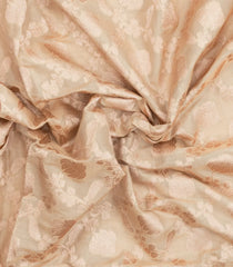 Taupe Handloom Banarasi Silk Saree With Floral Zari Motifs-BE1925