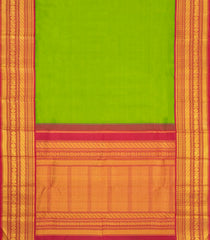 Light Green Handloom Korvai Kanchipuram Silk Saree With Contrast Border-KA16422
