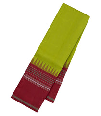 Light Green Handloom Kanchipuram Silk Saree With Contrast Temple Border-KA15158