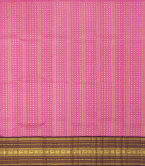 BubbleGum Pink Handloom Korvai Silk Pavadai & Maroon Blouse-PM2083