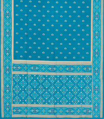 Cyan Printed Art Dupion Saree With Tie & Dye Zari Border-BL5839