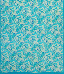Turquoise Printed Pure Satin Silk Saree With Abstract Motifs-PS0954