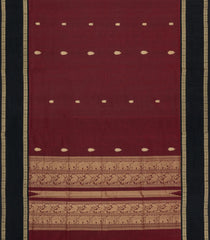 Maroon Handloom Silk Cotton Saree With Buttas & Contrast Border-SC4433