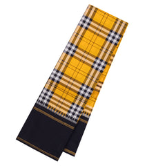 Yellow Handloom Korvai Kanchipuram Silk Saree With Multi Colour Checks-KA15852