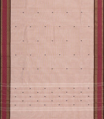 Light Peach Woven Chettinad Cotton Saree With Contrast Border-CN1848