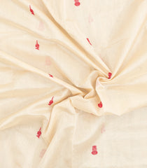 Off White Handloom Silk Cotton Saree With Buttas-SC4327