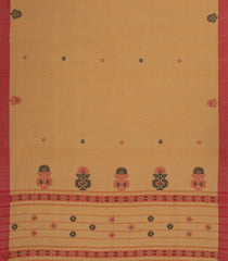 Beige Handloom Bengal Cotton Saree With Floral Buttas-BG1544