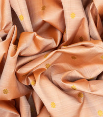 Light Peach Handloom Korvai Kanchipuram Silk Saree With Contrast Border