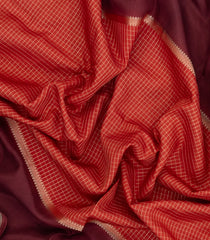 Red Woven Blended Viscose Saree With Contrast Border-BL5594