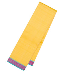 Yellow Handloom Kanchipuram Silk Saree With Floral Motif Border-KA12373