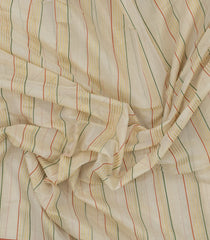 Off White Handloom Kerala Cotton Saree With Meena Stripes-KEC1056