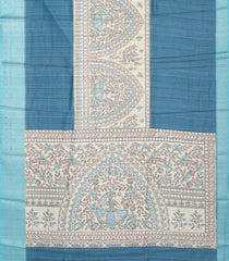 Steel Blue Woven Synthetic Manipuri Silk Saree With Printed Motifs-BL3676