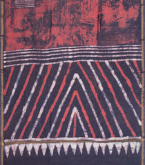 Dark Grey Printed Jaipur Cotton Saree With Tie & Dye Motifs-JC1689