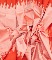 Light Peach Handloom Korvai Kanchipuram Silk Saree With Threadwork Temple Border-KA13005